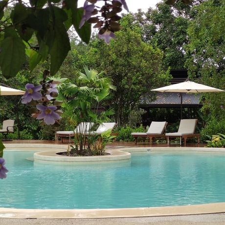 Arenal Glamping Galerie Ausblick auf den Pool