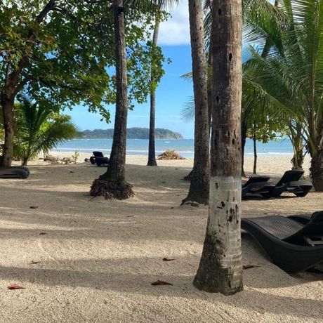 Hotel Macao Beach Galerie Blick auf Strand mit Liegen