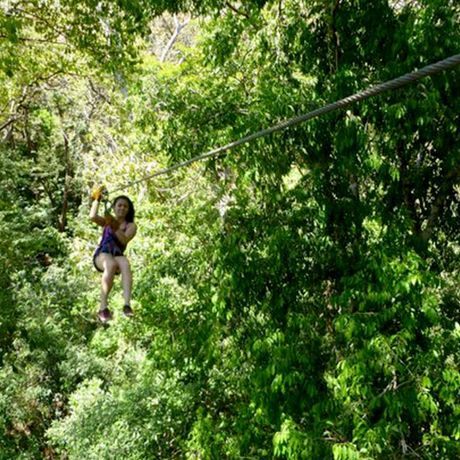 Zipline im tropischen Trockenwald, Spaß für Groß- und klein.