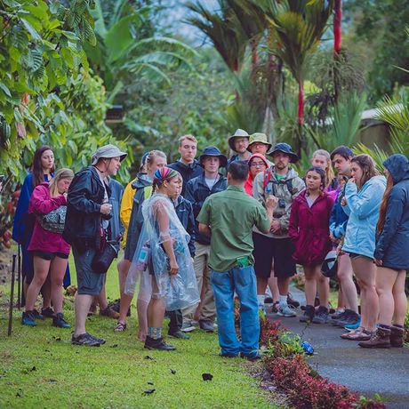 Blick auf eine Ausflugsgruppe beim Tagesausflug Botanischer Garten