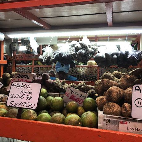 Blick auf einen Marktstand bei dem Tagesausflug Kulinarische Moderne in San José