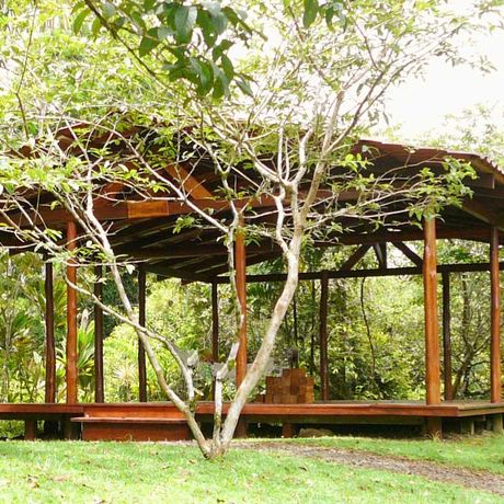 Blick auf die Yoga Plattform der Bungalow Anita Rainforest Lodge
